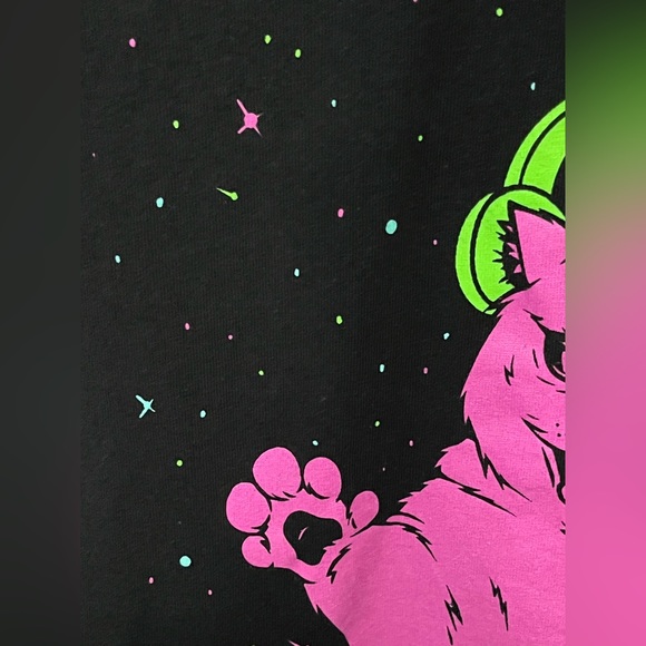 Cat TShirts Women Men Original Design DJ Space Cat Ltd Print W/ Sticker S-XL - Picture 11 of 16